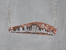 Load image into Gallery viewer, Sterling Silver and Copper Pittsburgh Skyline Necklace
