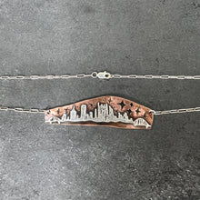 Load image into Gallery viewer, Sterling Silver and Copper Pittsburgh Skyline Necklace