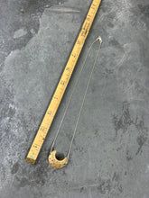 Load image into Gallery viewer, Brass Crescent Moon - Textured Moon Charm on Sterling silver chain