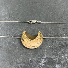 Load image into Gallery viewer, Brass Crescent Moon - Textured Moon Charm on Sterling silver chain
