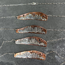 Load image into Gallery viewer, Sterling Silver and Copper Pittsburgh Skyline Necklace

