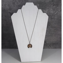 Load image into Gallery viewer, YES/NO reversible Crescent Amulet - Bronze and Sterling silver Necklace