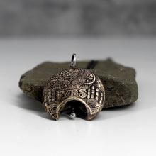 Load image into Gallery viewer, YES/NO reversible Crescent Amulet - Bronze and Sterling silver Necklace
