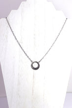 Load image into Gallery viewer, Fine and sterling silver textured circle necklace