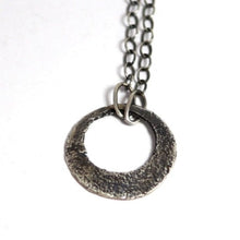 Load image into Gallery viewer, Fine and sterling silver textured circle necklace