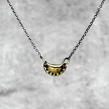Load image into Gallery viewer, Petite Pierogi Necklace - solid cast brass on soldered antique Sterling Silver Chain