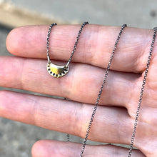 Load image into Gallery viewer, Petite Pierogi Necklace - solid cast brass on soldered antique Sterling Silver Chain