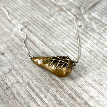 Load image into Gallery viewer, Bronze Pod on sterling silver box chain
