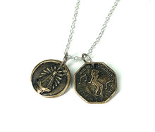Load image into Gallery viewer, Santos y Putas - Bronze charms on adjustable Sterling Silver chain