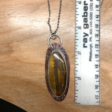 Load image into Gallery viewer, Tiger's Eye Talisman Scrap Pendant - on long sterling silver chain