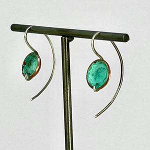 Copper and Sterling Silver Green Patina earrings