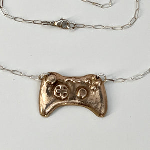 Bronze Video Game Control on Sterling Silver link chain