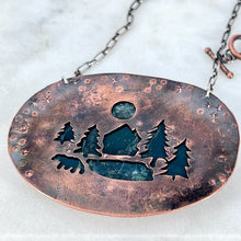 Load image into Gallery viewer, Deep Creek Talisman set in copper on a sterling silver chain
