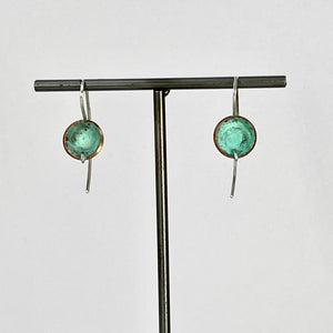 Copper and Sterling Silver Green Patina earrings