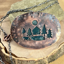 Load image into Gallery viewer, Deep Creek Talisman set in copper on a sterling silver chain
