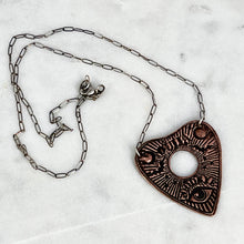 Load image into Gallery viewer, Ouija Planchette necklace -  Copper and Silver
