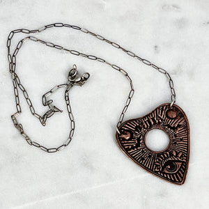 Ouija Planchette necklace -  Copper and Silver