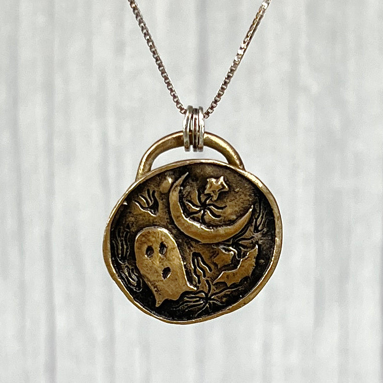 Bronze Autumn Spirit Amulet on sterling silver chain