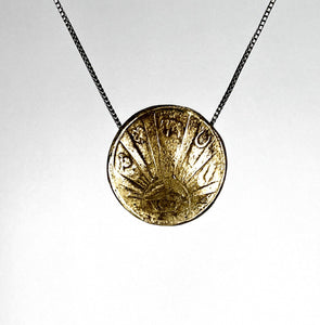 Fortune Teller reversible Amulet - Bronze and Sterling silver Necklace