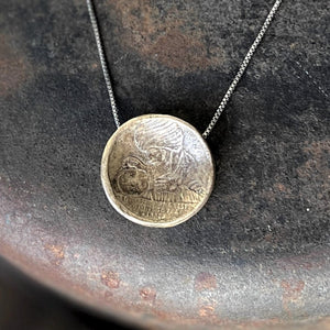 Fortune Teller reversible Amulet - Bronze and Sterling silver Necklace