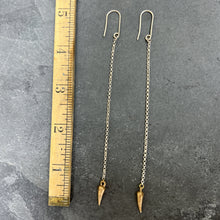 Load image into Gallery viewer, Long Dangling Carrots Earrings - Sterling Silver and bronze
