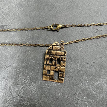 Load image into Gallery viewer, Bronze Pittsburgh Row House on raw brass chain with an antique finish.
