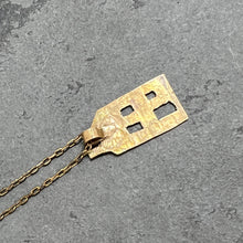 Load image into Gallery viewer, Bronze Pittsburgh Row House on raw brass chain with an antique finish.
