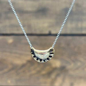 Solid Brass Cast Pierogi necklace on adjustable Stainless Steel Chain