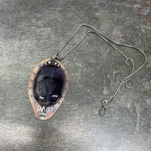 Large Amethyst Talisman set in copper with sterling silver accents