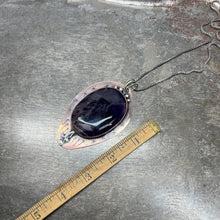 Load image into Gallery viewer, Large Amethyst Talisman set in copper with sterling silver accents
