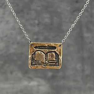 Journaler's Charm Necklace - bronze on adjustable stainless steel chain