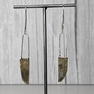 Long Wood Shop Earrings - Sterling Silver and Bronze