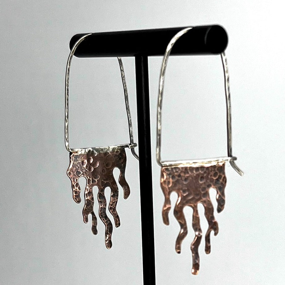 Copper and Sterling Silver Fire Root earrings