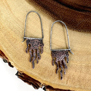 Copper and Sterling Silver Fire Root earrings