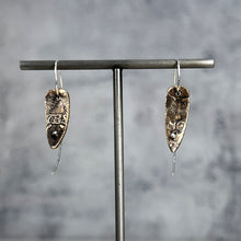 Load image into Gallery viewer, Bronze and sterling silver YES/NO loopback earrings
