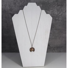 Load image into Gallery viewer, YES/NO reversible Crescent Amulet - Bronze and Sterling silver Necklace
