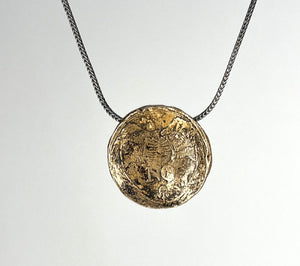 YES/NO reversible Amulet - Bronze on Sterling Silver Foxtail Chain