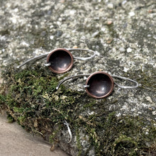 Load image into Gallery viewer, Copper and Sterling Silver Antique Patina earrings
