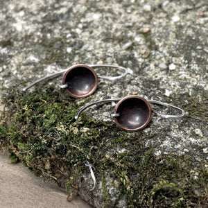 Copper and Sterling Silver Antique Patina earrings
