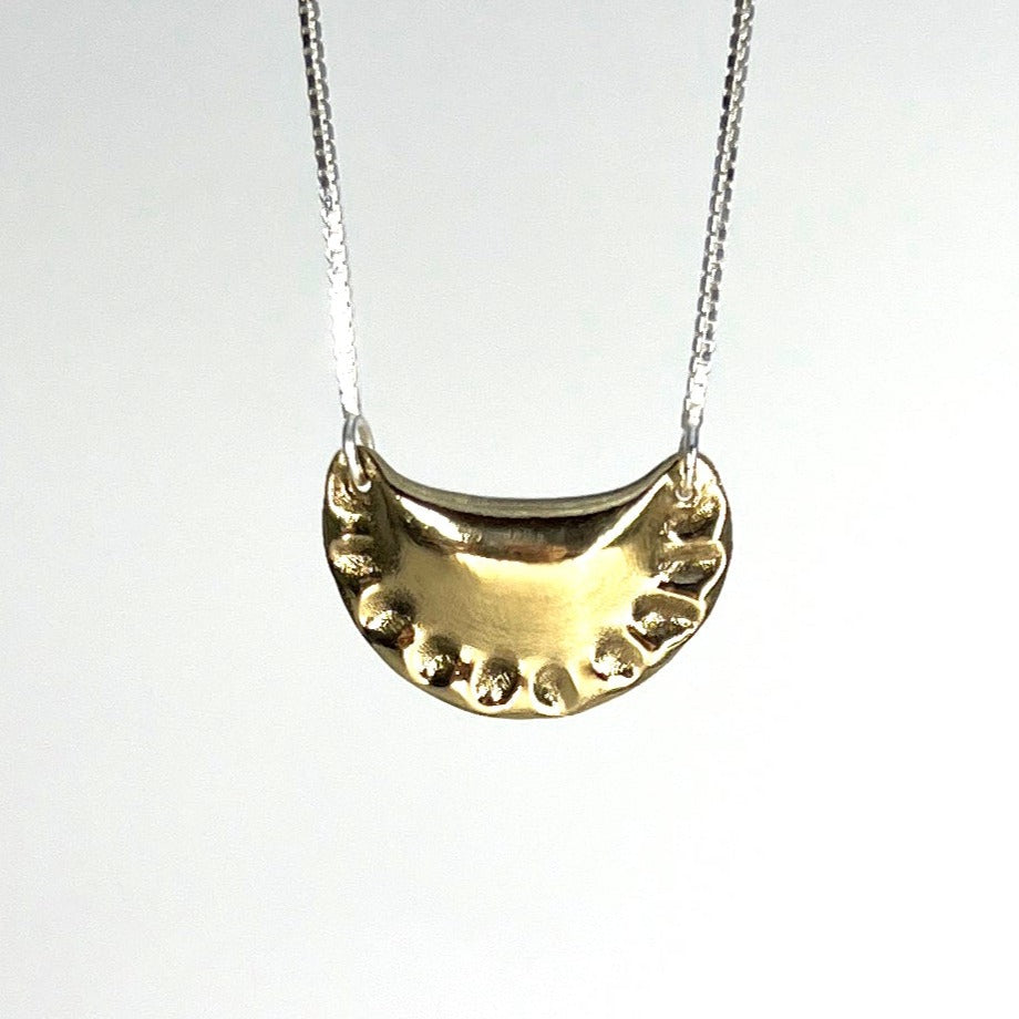 Brass Half Moon and Sterling Silver Necklace Brass Half Moon and Sterling Silver Necklace