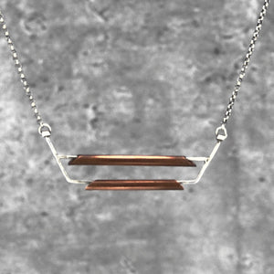 Sterling Silver and Copper tube necklace on box chain