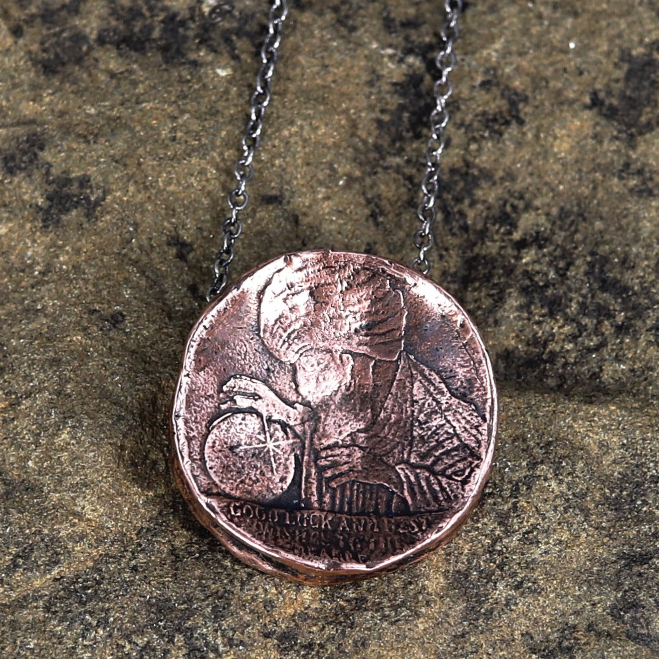 Copper coin online in silver chain
