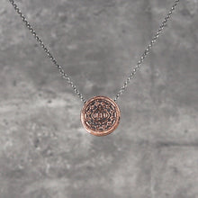 Load image into Gallery viewer, Copper Oreo Sandwich pendant on sterling silver chain
