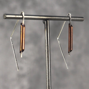 Slip earrings - sterling silver and copper tube