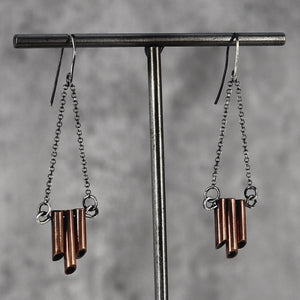 Copper Pipe Earrings - Sterling Silver and Copper
