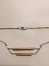 Load image into Gallery viewer, Sterling Silver and Copper tube necklace on box chain
