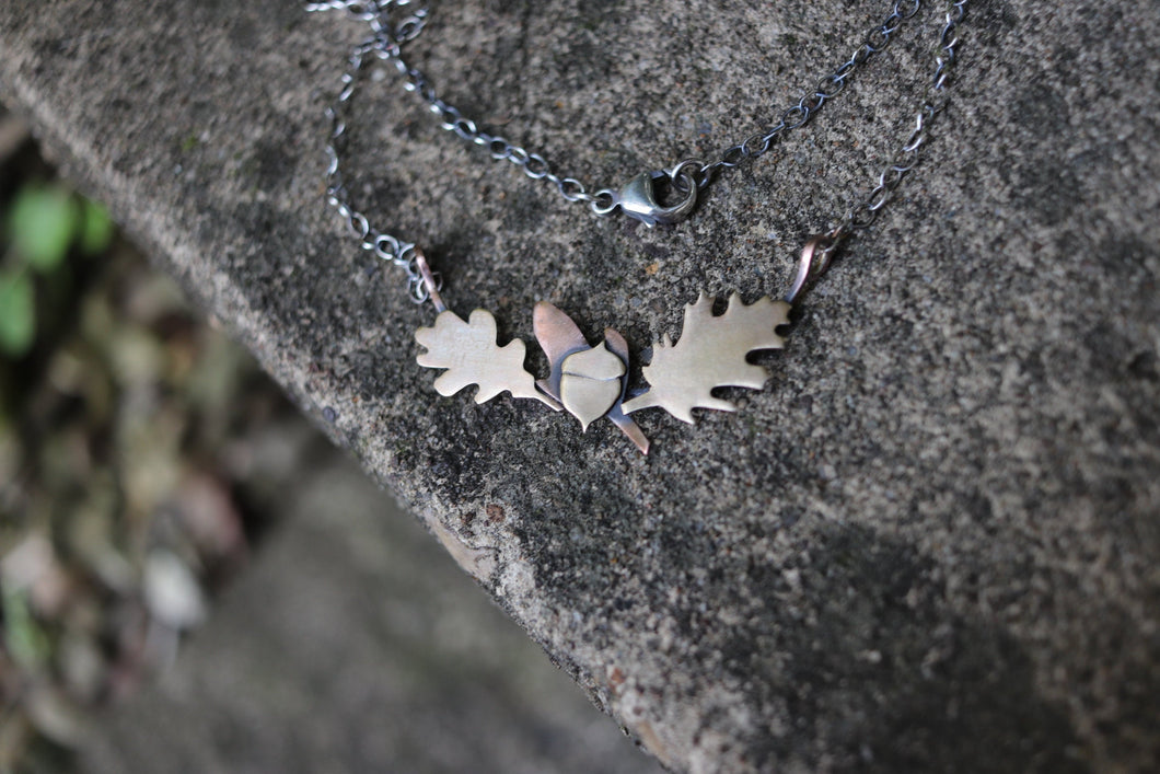 Ode to Fall Necklace - Copper, Brass and Sterling Silver