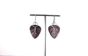 Hammered Autumn Leaves Earrings - Antique finished