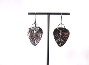 Hammered Autumn Leaves Earrings - Antique finished