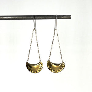 Pierogi Dangle Earrings - solid brass and sterling silver